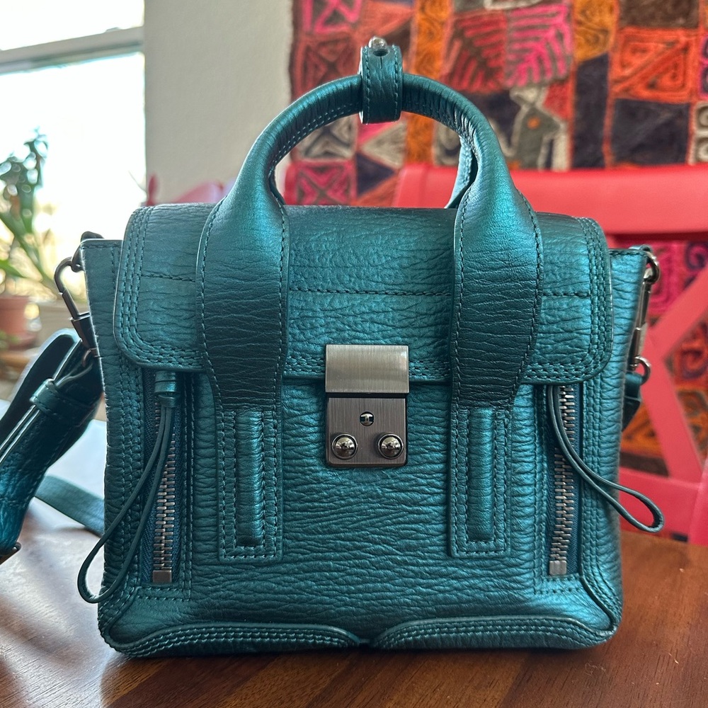 3.1 Phillip Lim turquoise metallic Pashli Mini Satchel
